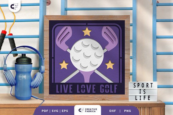 3D Layered Papercut: Golf Ball & Sticks Design