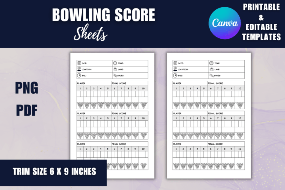 Bowling Score Sheets CANVA Editable