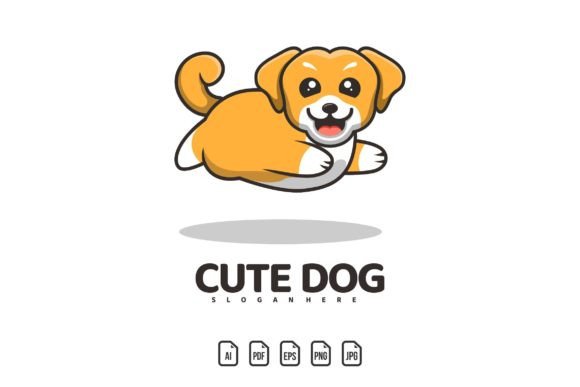 Flying Cute Dog Mascot Logo: Dynamic Design Template