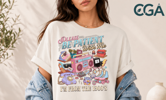 Please Be Patient: 1900s Retro PNG Nostalgic Design