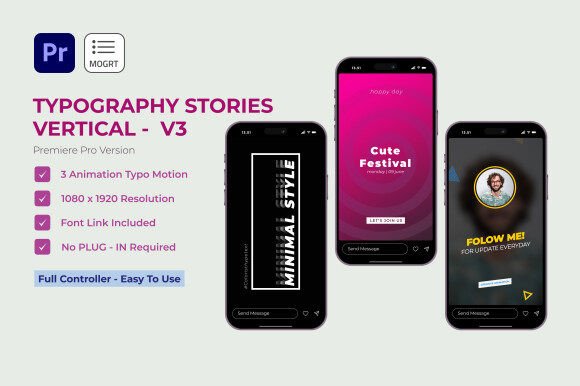 Typography Stories V3 | Premiere Pro: Elevate Your Instagram