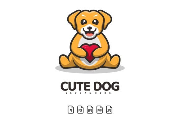 Valentine's Cute Dog Mascot Logo